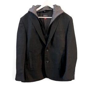 Kenneth Cole AWearness Travel Performance Removable Hood Black Blazer Men Sz L